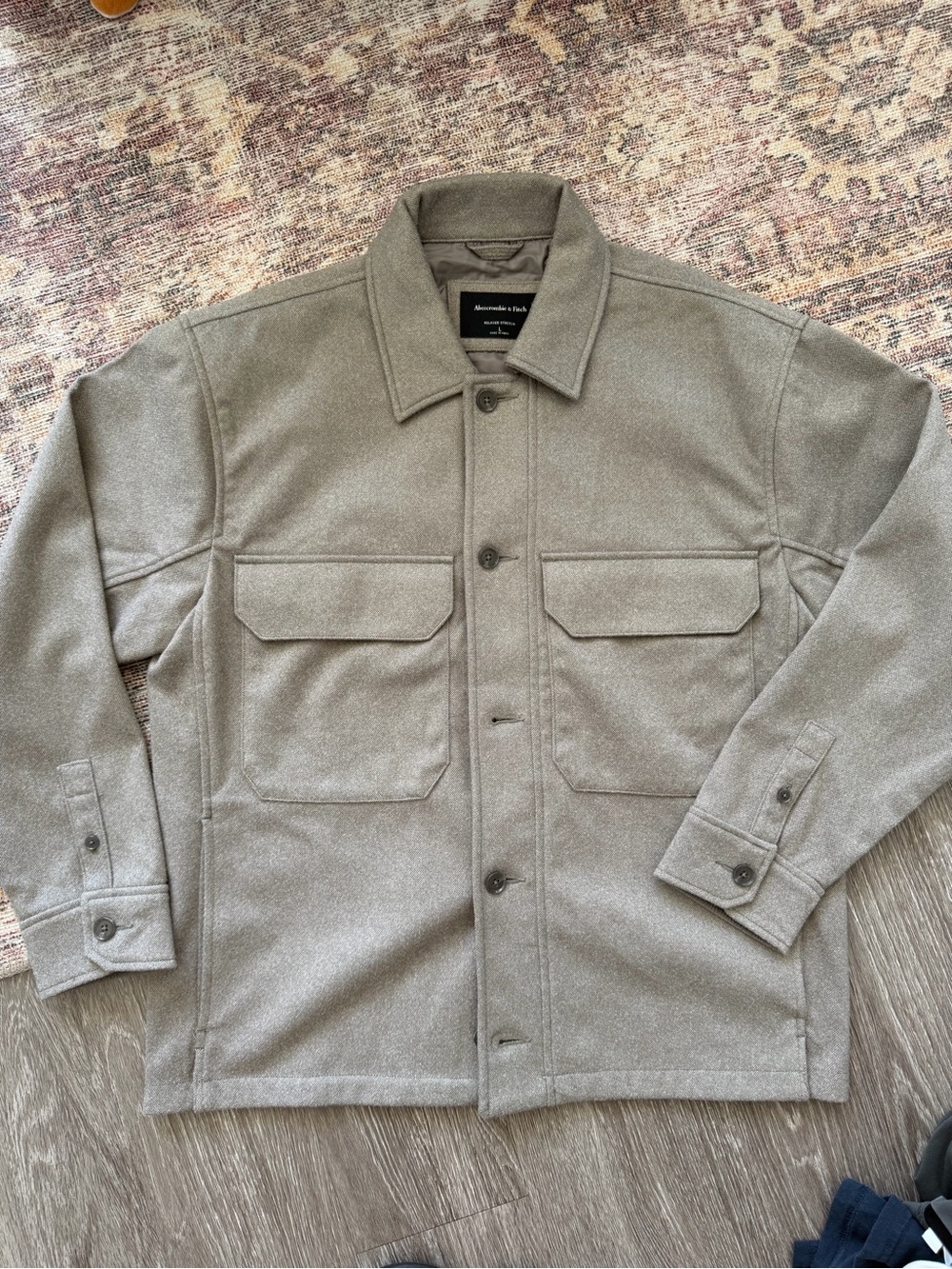 Abercrombie Relaxed Stretch Twill Shirt Jacket Blue Gray Men’s L